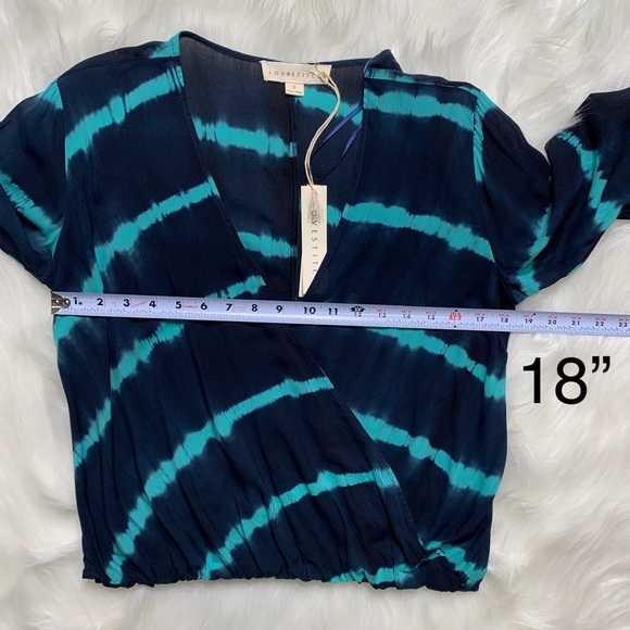 SOLD-NWT Stitch Fix Tie Dye Faux Wrap Blouse - Picture 6 of 7